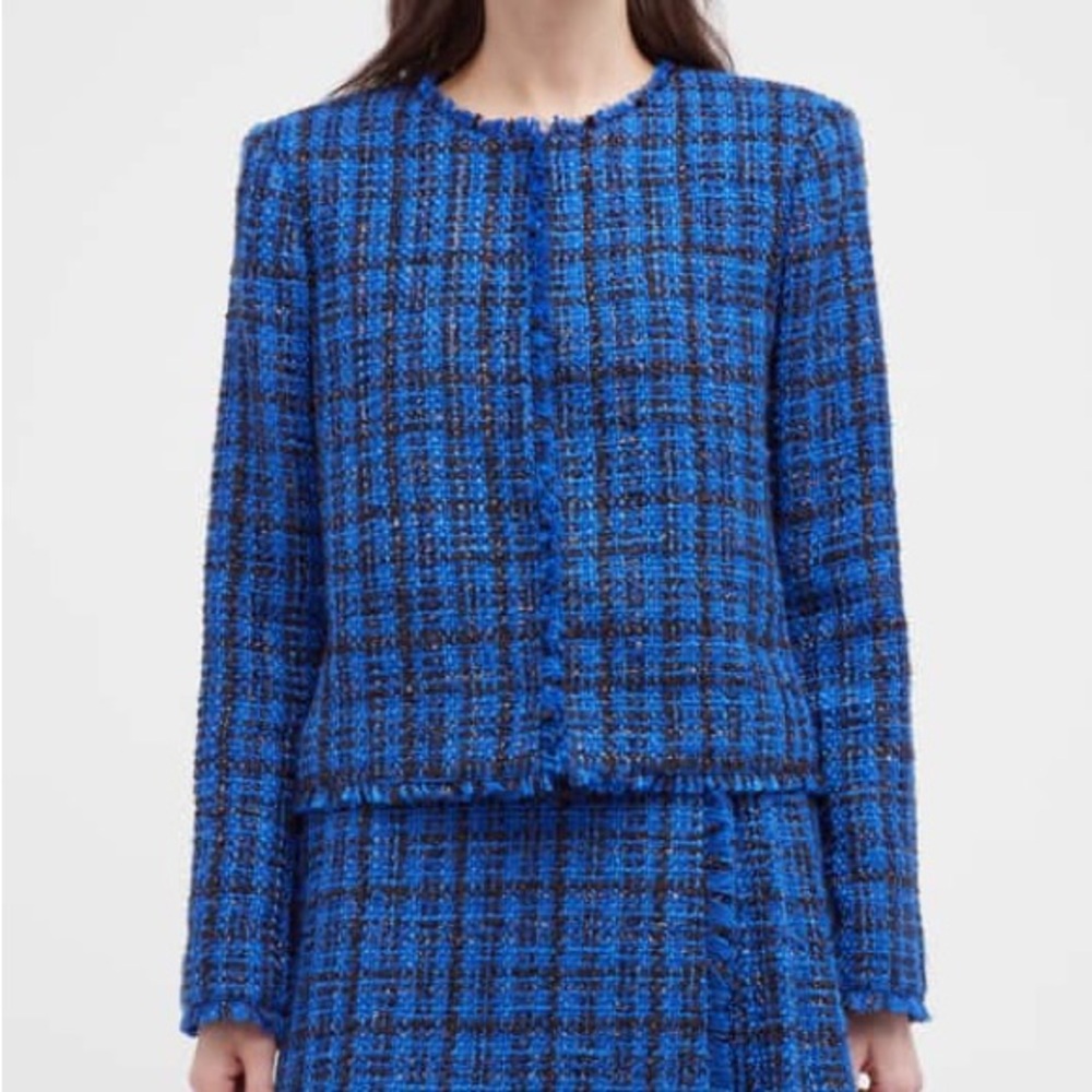Alice + Olivia Blue and Black Tweed Blazer
